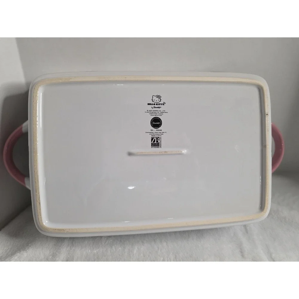 Hello Kitty Easter Ceramic Baking Dish Pink White Bunny Sanrio Casserole Pan